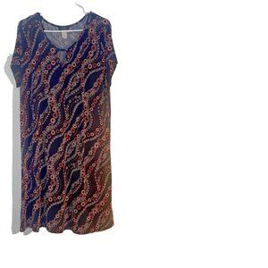 NWT Espresso Navy & Orange Geometric Shift Dress - Size 1X